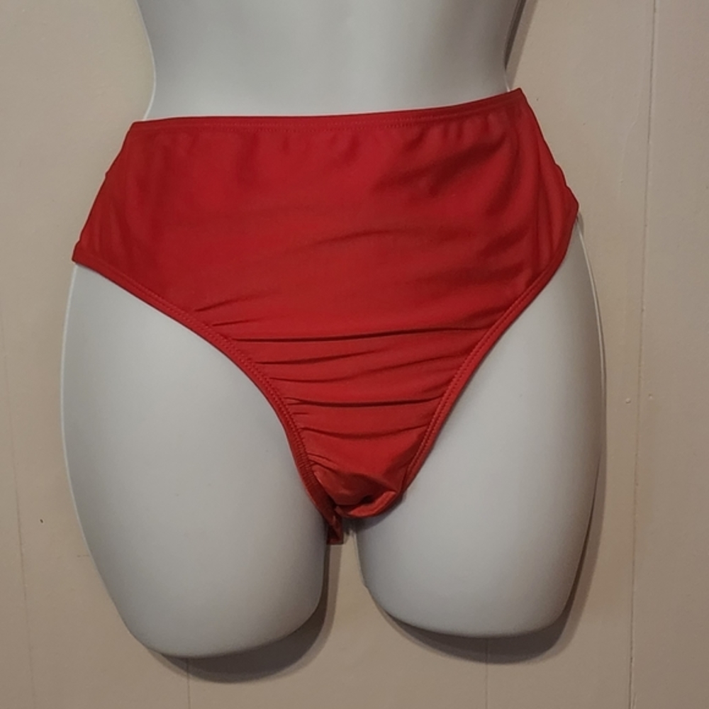 Red Bikini Bottom 2X Bobbie Brooks Beach Swim Plus A135